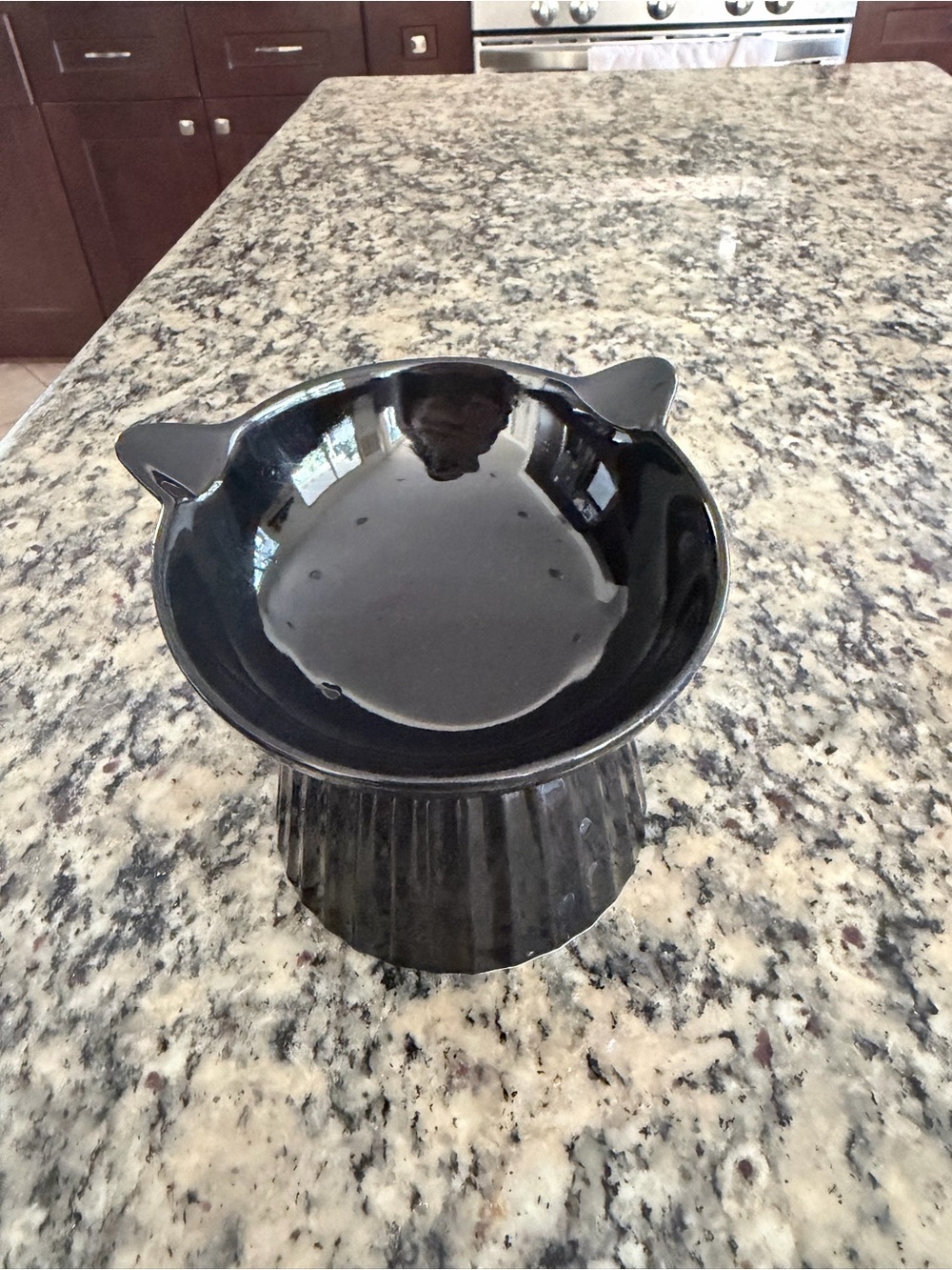 Black Ceramic Cat Ear Pedestal Bowl